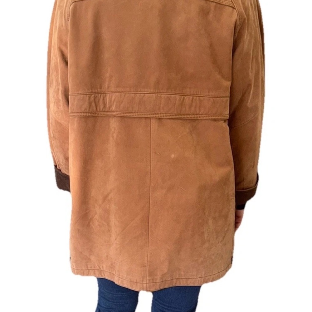 G-III Brown Vintage 100% Leather Suede Barn Jacket Hunting / Country Style Large - Picture 4 of 15